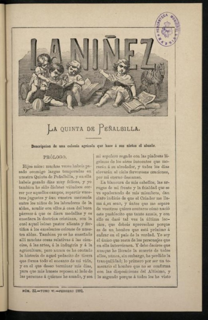 Miniatura de La Niñez, Tomo VI de febrero de 1882, nº 22