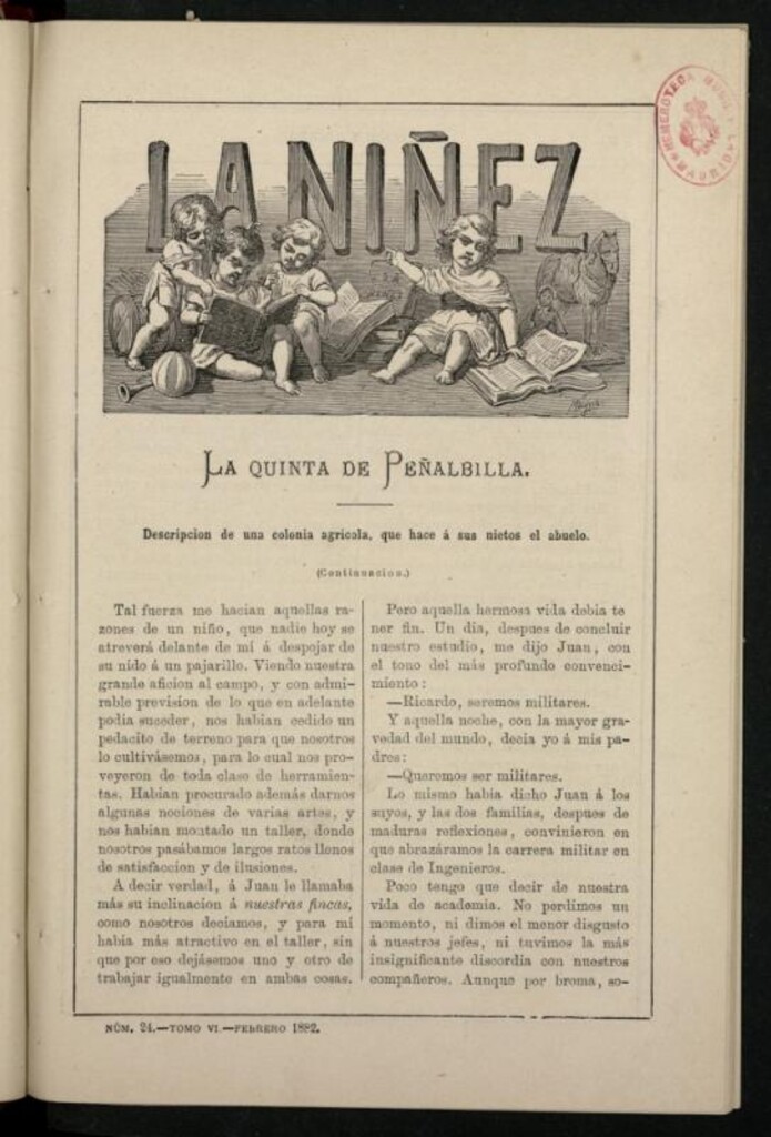 Miniatura de La Niñez, Tomo VI de febrero de 1882, nº 24