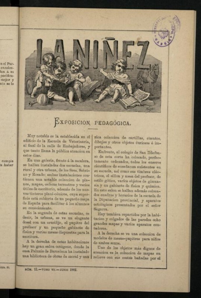 Miniatura de La Niñez, Tomo VII de junio de 1882, nº 12