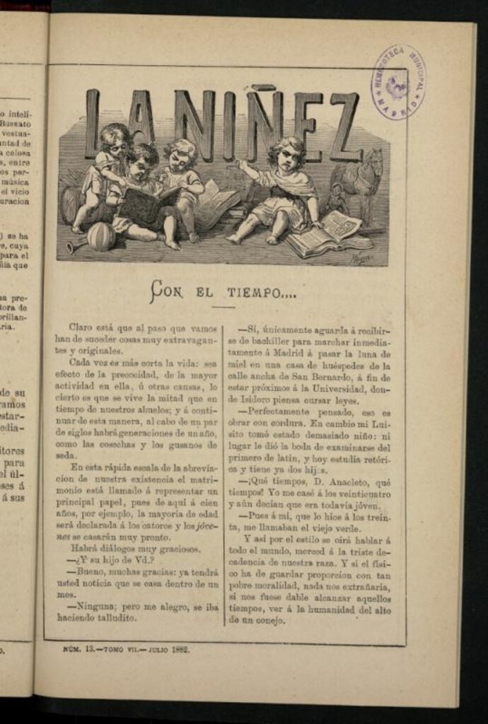 Miniatura de La Niñez, Tomo VII de julio de 1882, nº 13