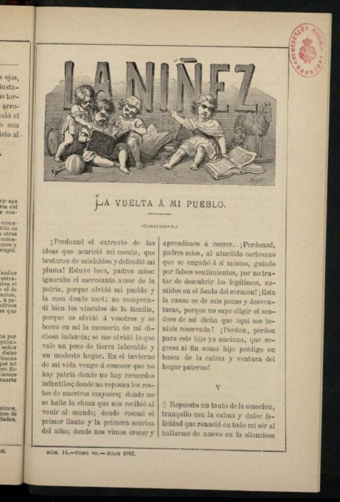 Miniatura de La Niñez, Tomo VII de julio de 1882, nº 14