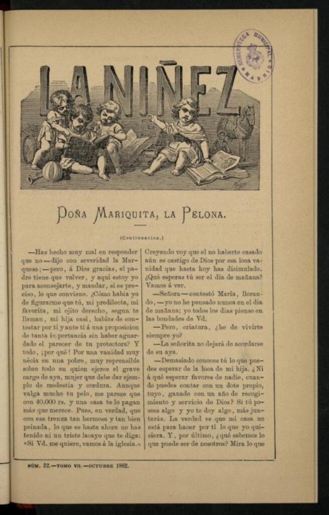 Miniatura de La Niñez, Tomo VII de octubre de 1882, nº 22
