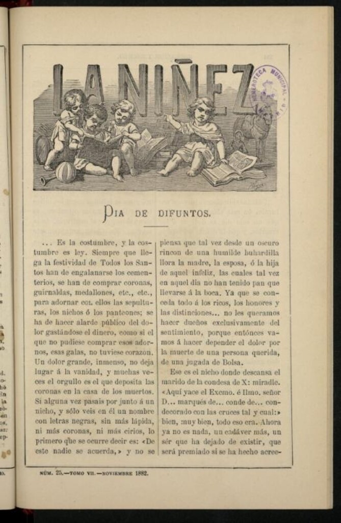 Miniatura de La Niñez, Tomo VII de noviembre de 1882, nº 25