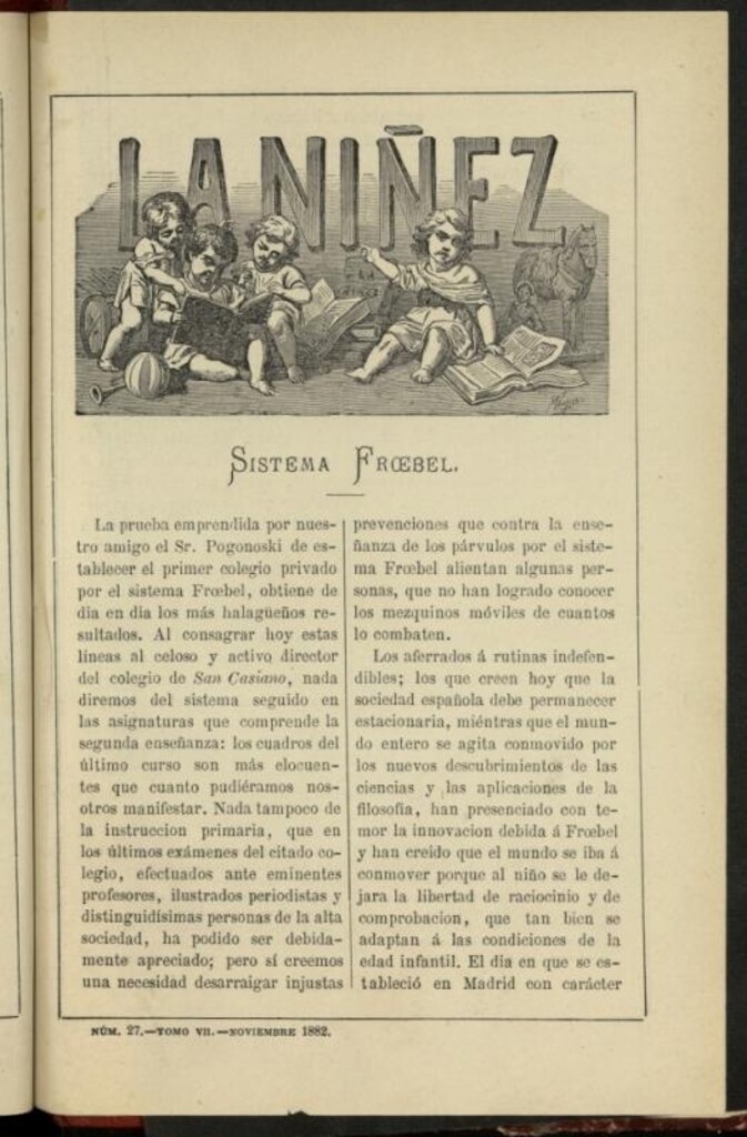 Miniatura de La Niñez, Tomo VII de noviembre de 1882, nº 27