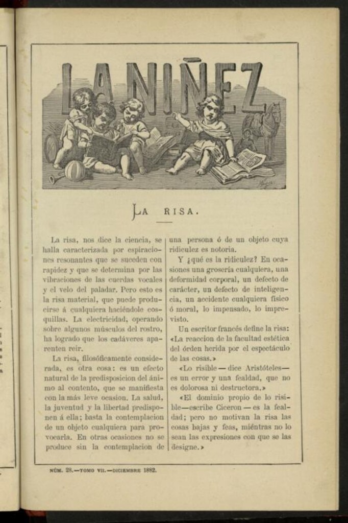 Miniatura de La Niñez, Tomo VII de diciembre de 1882, nº 28