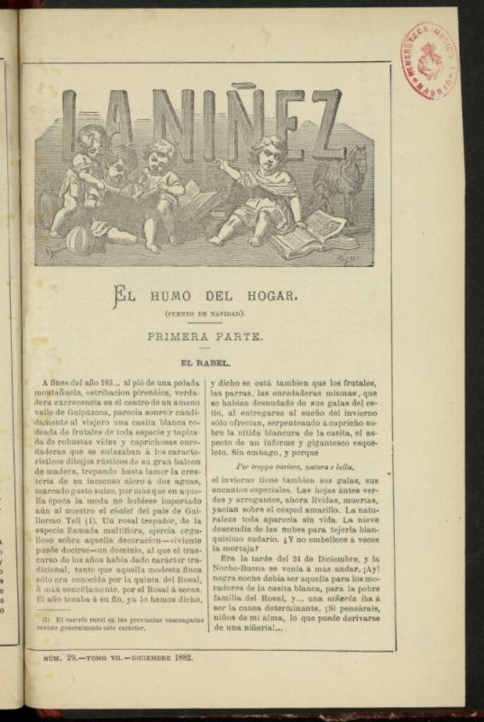 Miniatura de La Niñez, Tomo VII de diciembre de 1882, nº 29