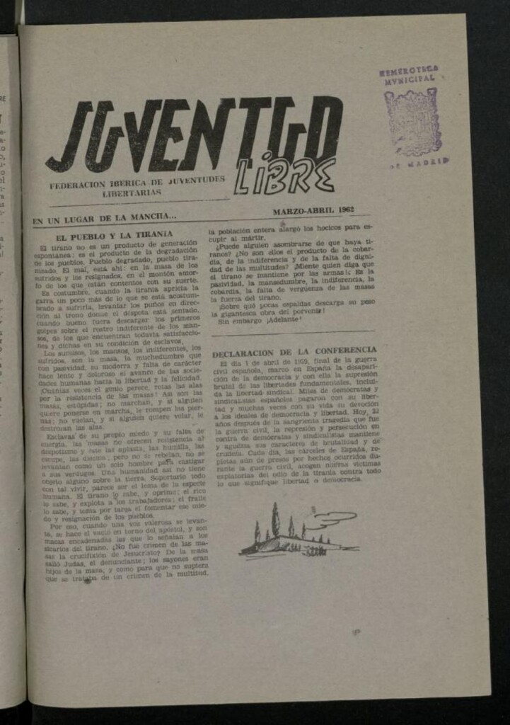 Miniatura de Juventud Libre : Órgano Nacional de las Juventudes Libertarias de marzo-abril de 1962.