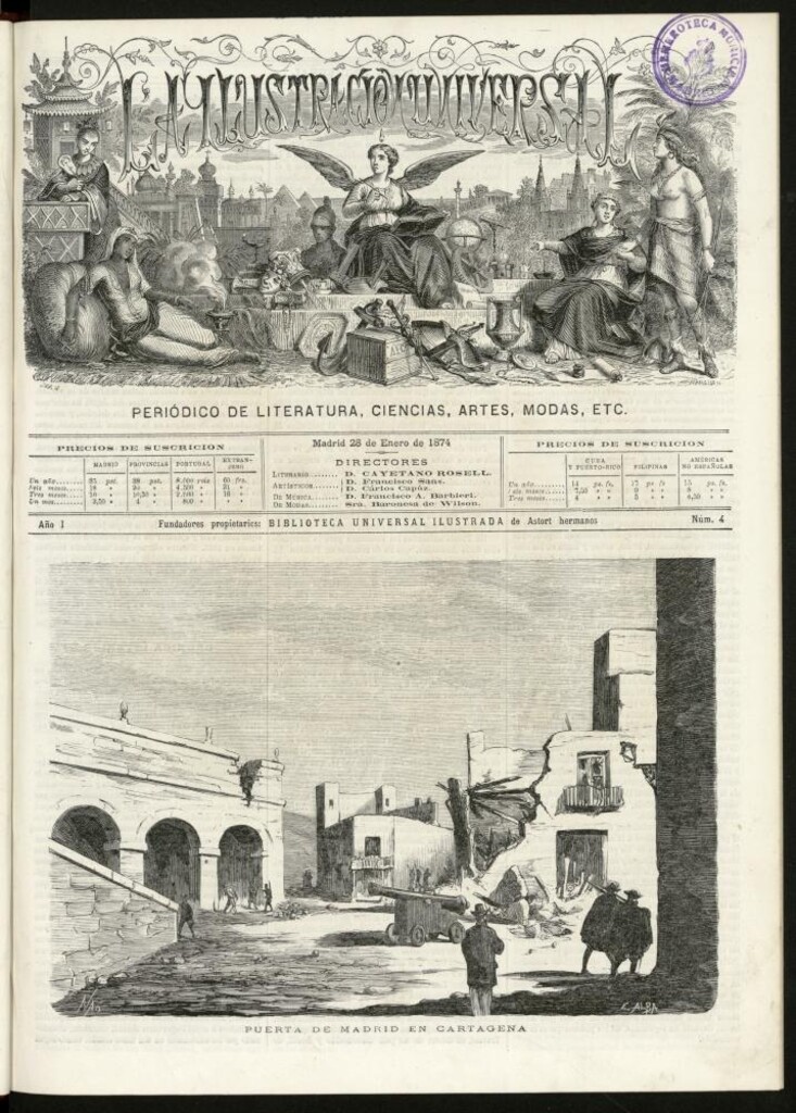 Miniatura de La Ilustración Universal : periódico de literatura, ciencias, artes, modas, etc. del 28 de enero de 1874, nº 4