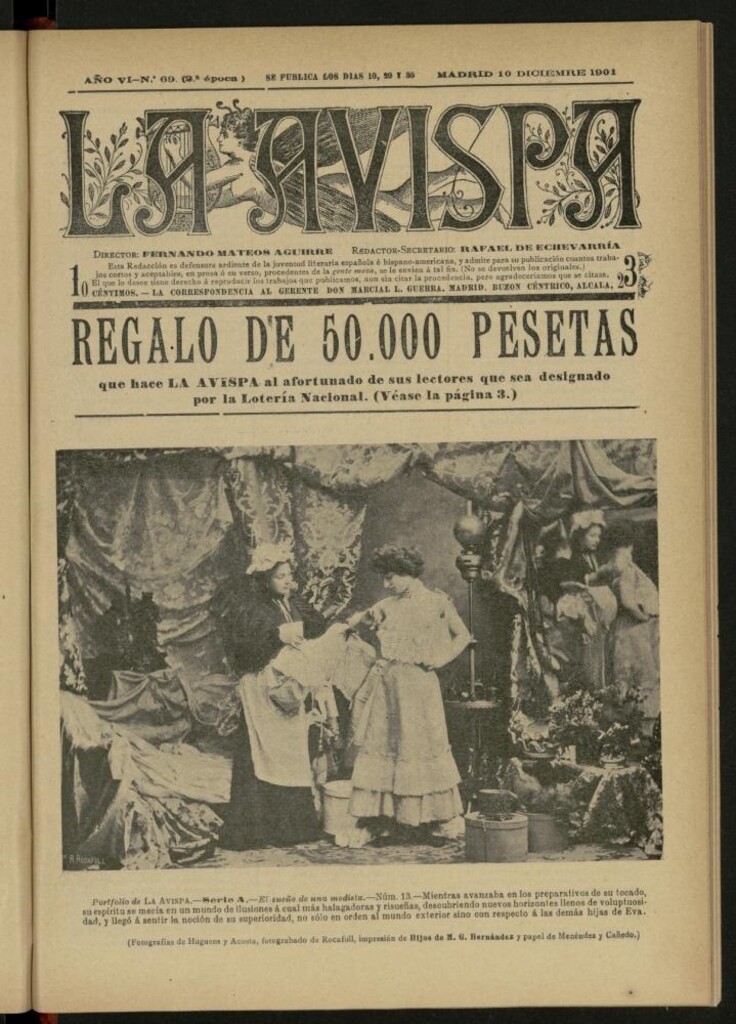 Miniatura de La Avispa : ilustración popular hispanoamericana del 10 de diciembre de 1901. Año VI, Nº 69