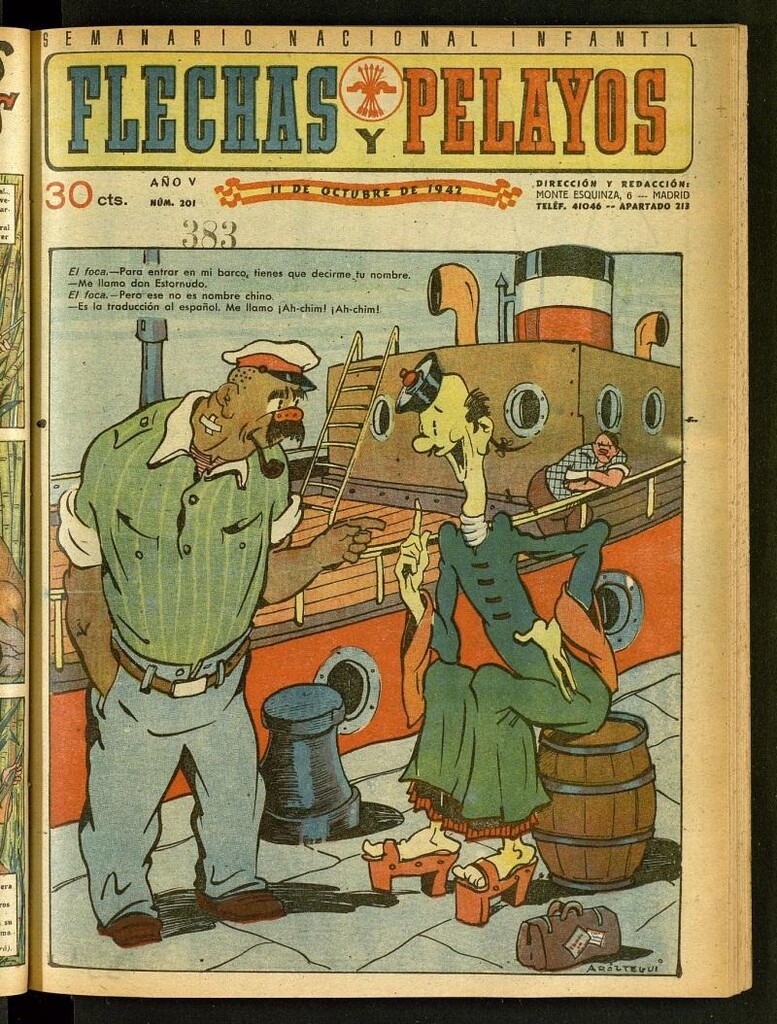 Miniatura de Flechas y Pelayos : semanario nacional infantil del 11 de octubre de 1942, nº 201