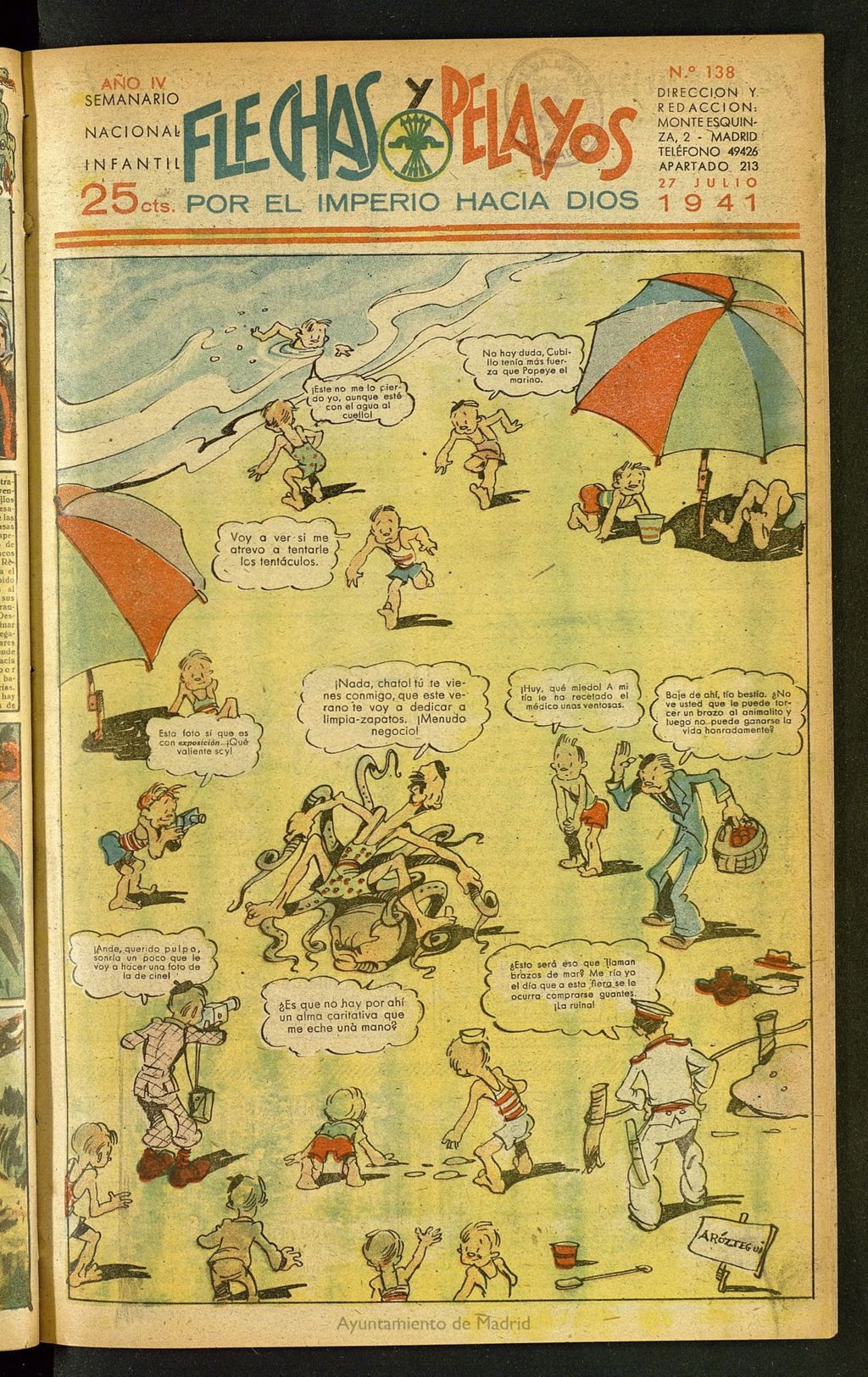 Miniatura de Flechas y Pelayos : semanario nacional infantil del 27 de julio de 1941, nº 138