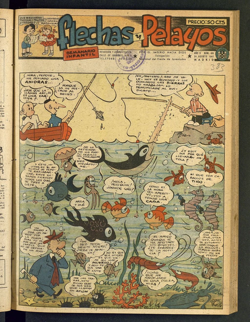 Miniatura de Flechas y Pelayos : semanario nacional infantil del 24 de agosto de 1947, nº 449