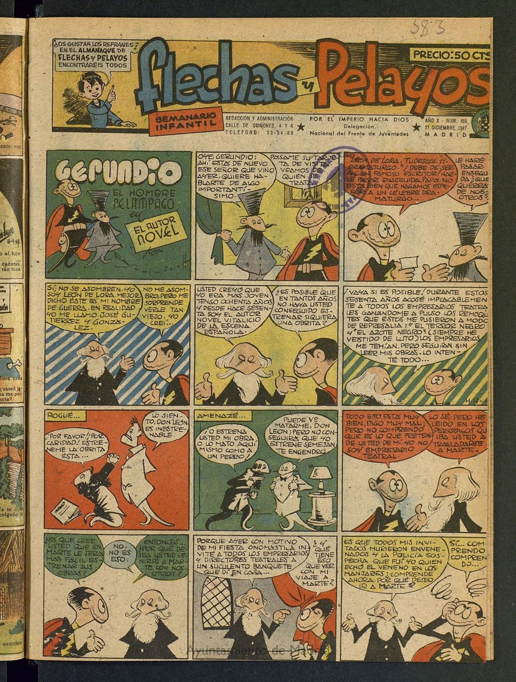 Miniatura de Flechas y Pelayos : semanario nacional infantil del 21 de diciembre de 1947, nº 466