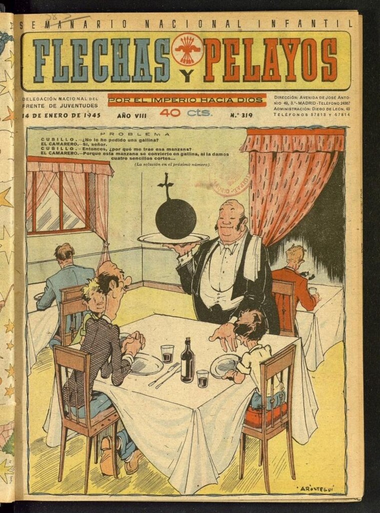 Miniatura de Flechas y Pelayos : semanario nacional infantil del 14 de enero de 1945, nº 319