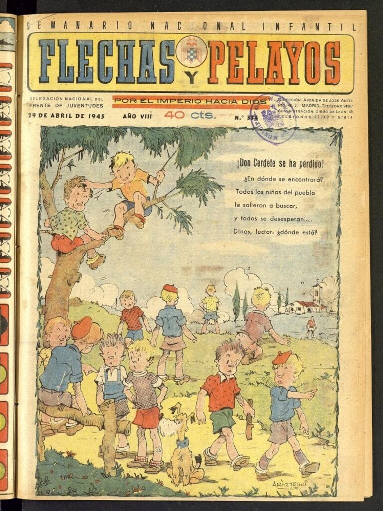 Miniatura de Flechas y Pelayos : semanario nacional infantil del 29 de abril de 1945, nº 334