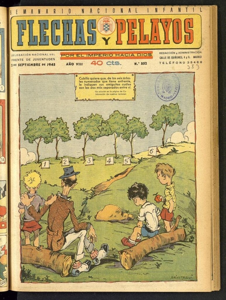 Miniatura de Flechas y Pelayos : semanario nacional infantil del 2 de septiembre de 1945, nº 352