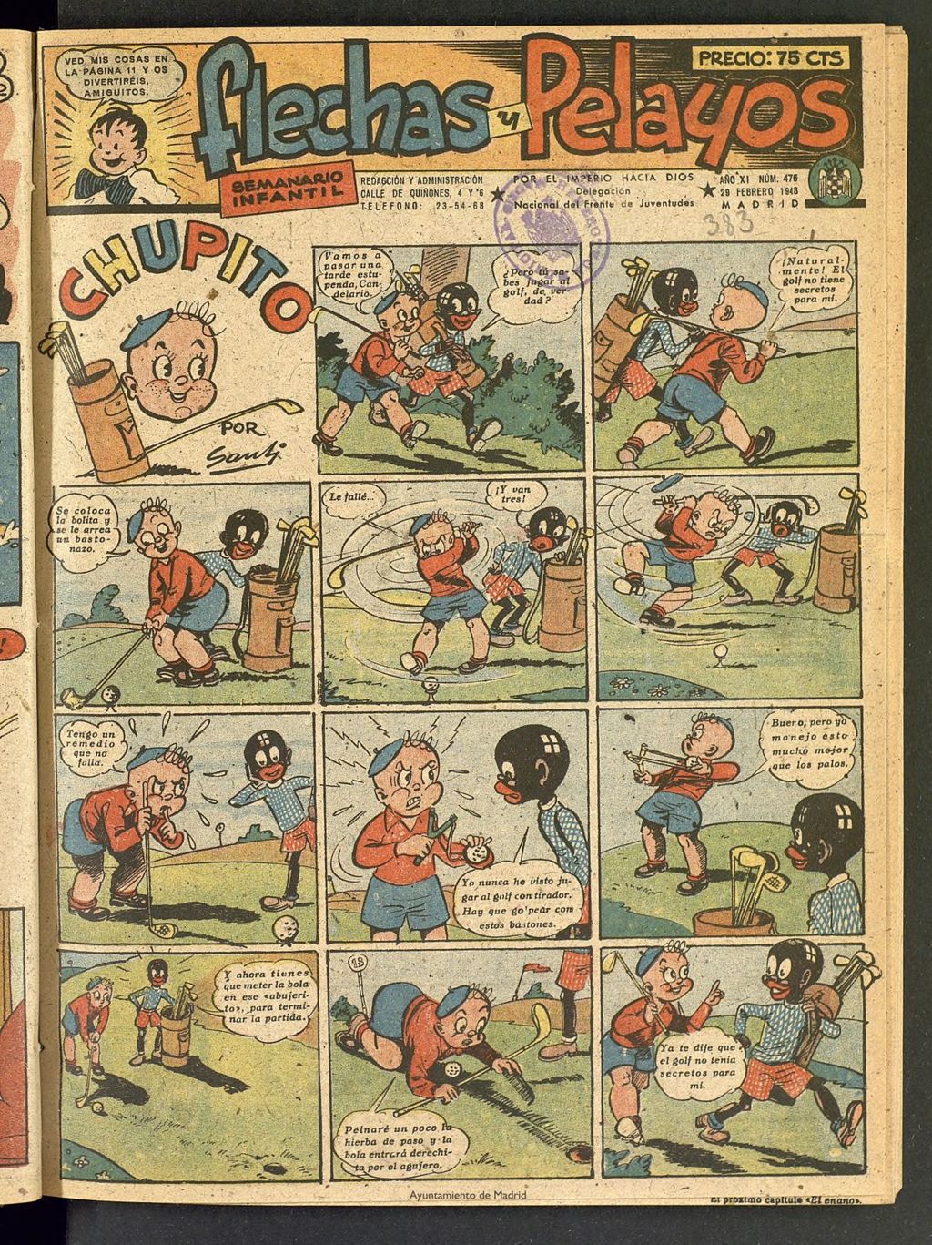 Miniatura de Flechas y Pelayos : semanario nacional infantil del 29 de febrero de 1948, nº 476