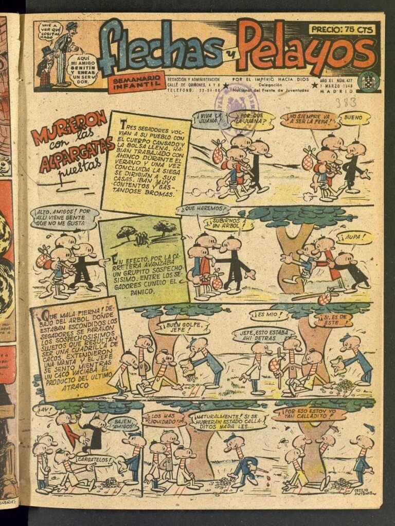 Miniatura de Flechas y Pelayos : semanario nacional infantil del 7 de marzo de 1948, nº 477