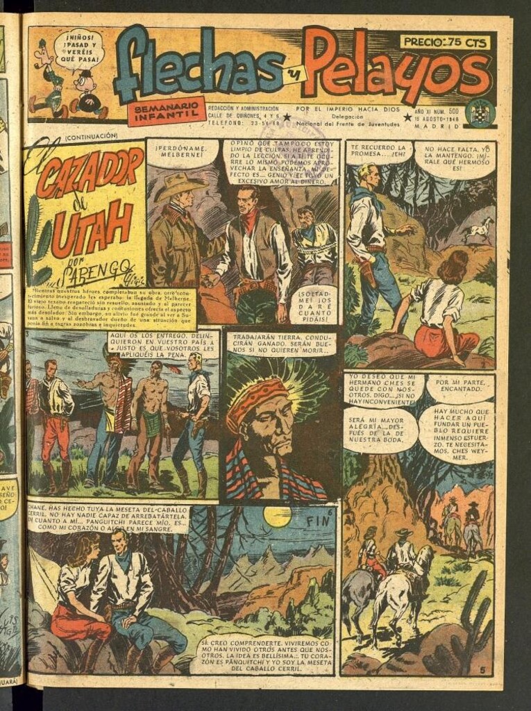 Miniatura de Flechas y Pelayos : semanario nacional infantil del 15 de agosto de 1948, nº 500