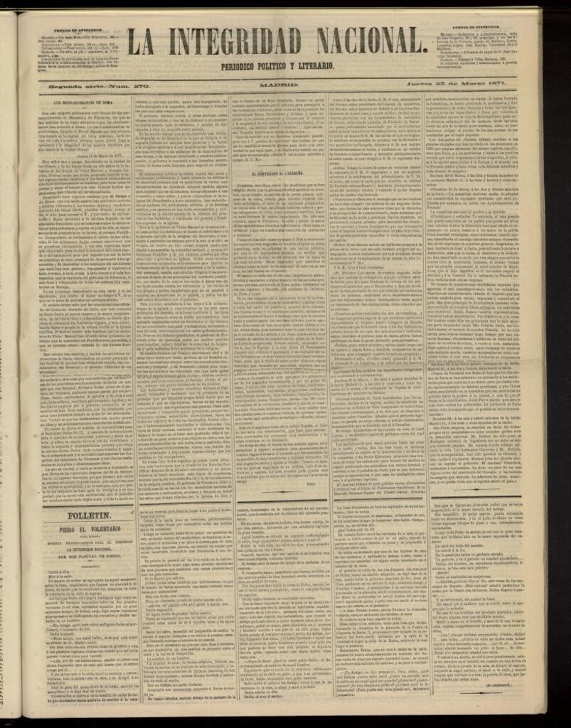 Miniatura de La Integridad Nacional: periódico político del 23 de marzo de 1871, nº 270
