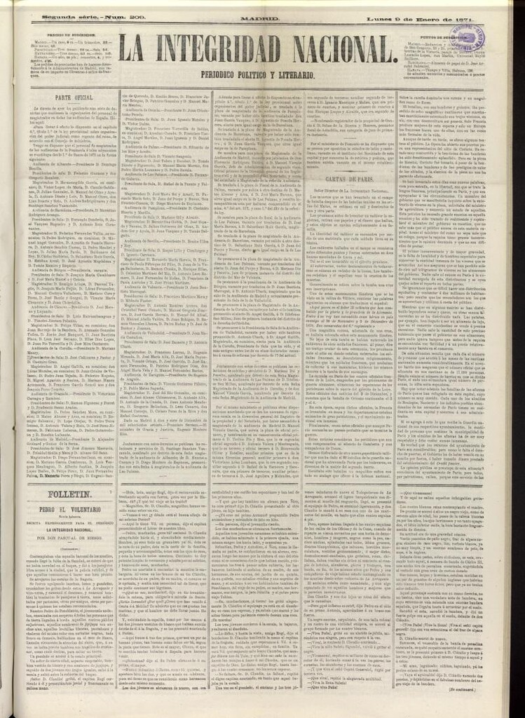 Miniatura de La Integridad Nacional: periódico político del 9 de enero de 1871, nº 209