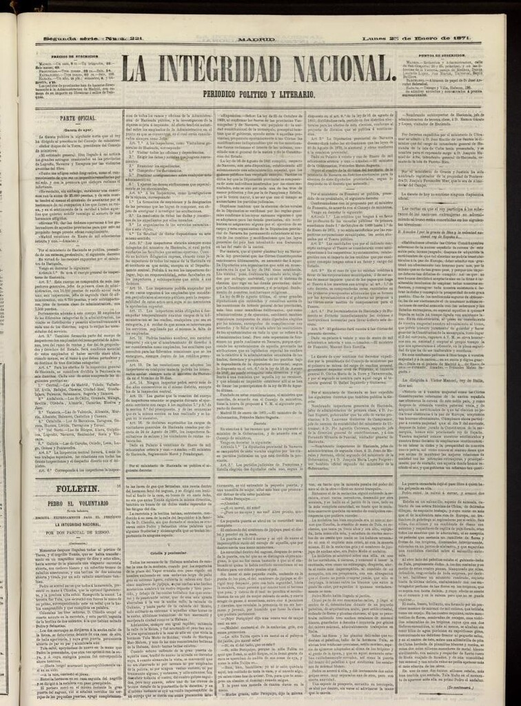 Miniatura de La Integridad Nacional: periódico político del 23 de enero de 1871, nº 221
