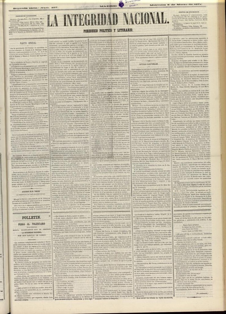 Miniatura de La Integridad Nacional: periódico político del 8 de marzo de 1871, nº 257