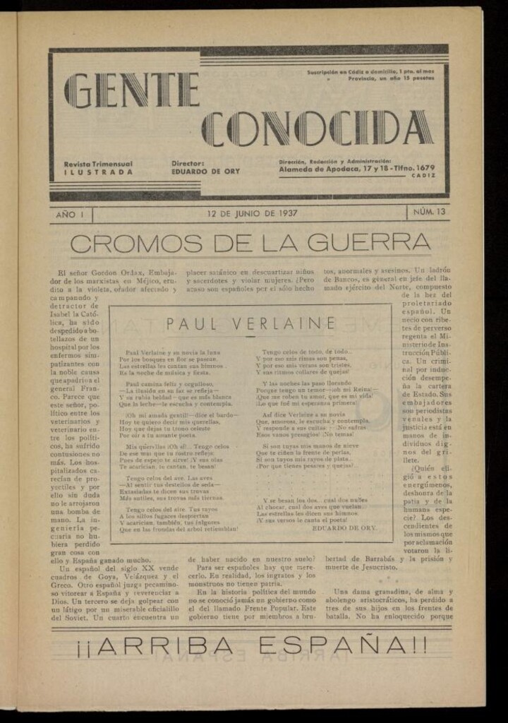 Miniatura de Gente Conocida : revista semanal ilustrada del 12 de junio de 1937, nº 13