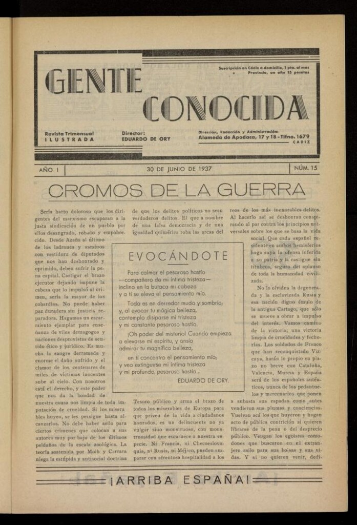Miniatura de Gente Conocida : revista semanal ilustrada del 30 de junio de 1937, nº 15