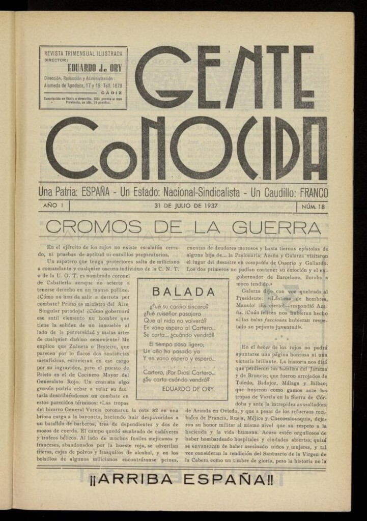 Miniatura de Gente Conocida : revista semanal ilustrada del 31 de julio de 1937, nº 18