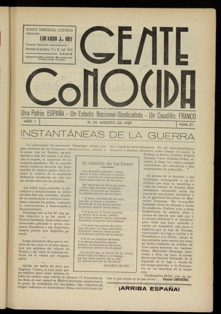 Miniatura de Gente Conocida : revista semanal ilustrada del 31 de agosto de 1937, nº 21