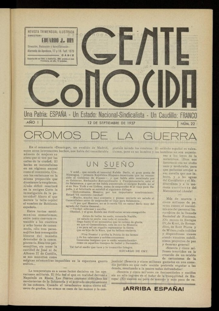 Miniatura de Gente Conocida : revista semanal ilustrada del 12 de septiembre de 1937, nº 22