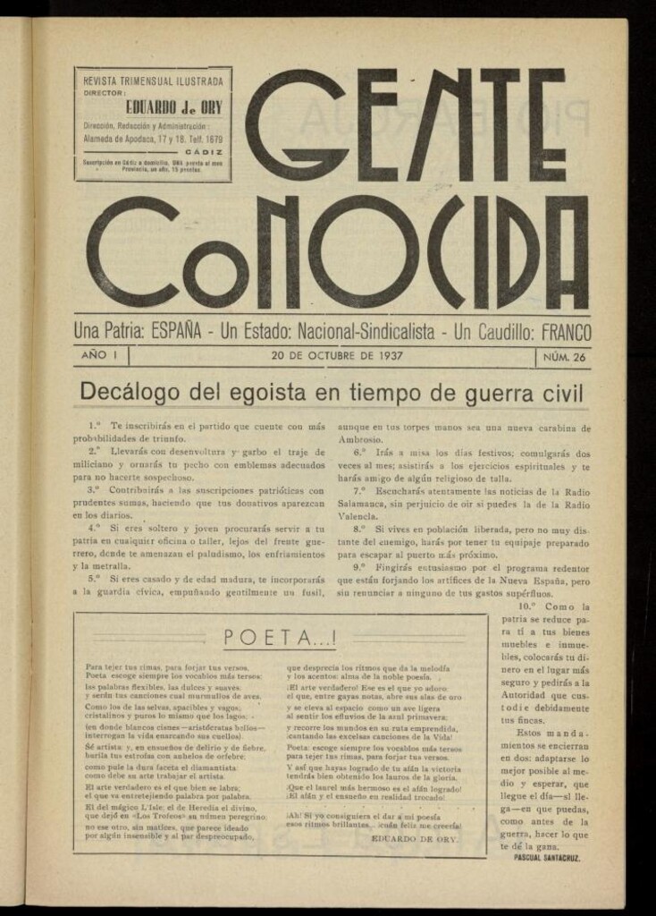 Miniatura de Gente Conocida : revista semanal ilustrada del 20 de octubre de 1937, nº 26