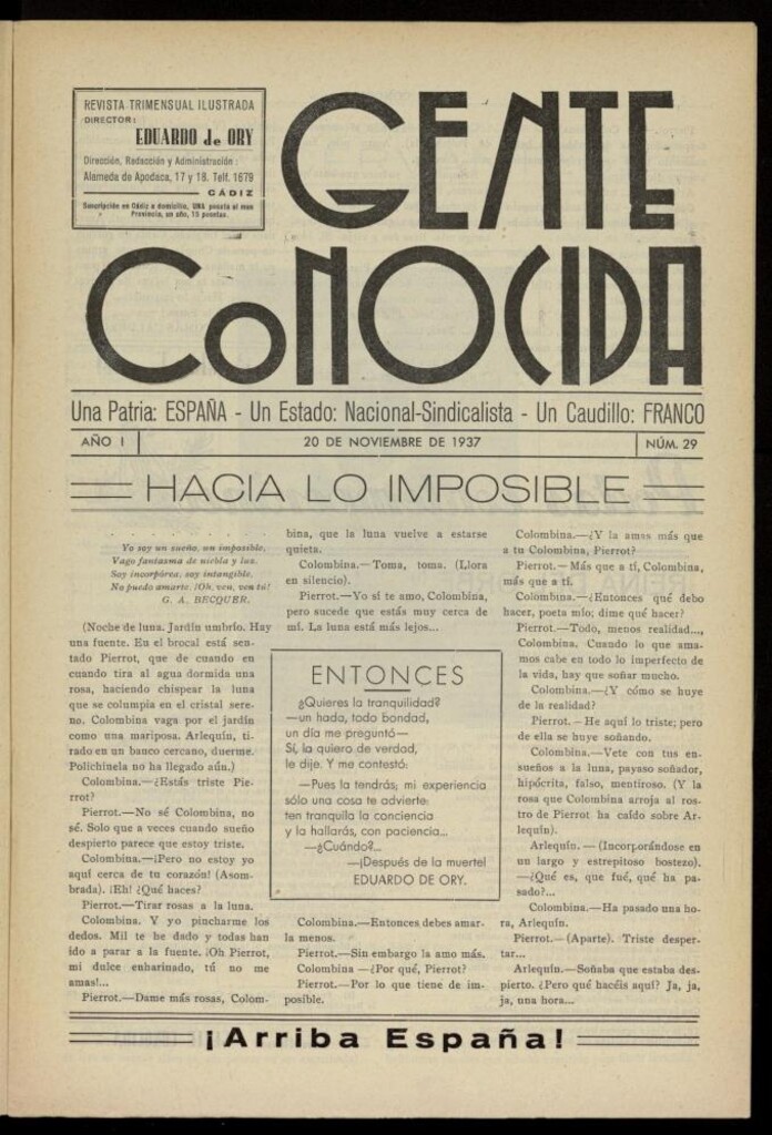 Miniatura de Gente Conocida : revista semanal ilustrada del 20 de noviembre de 1937, nº 29