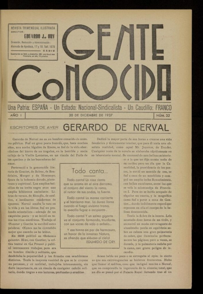 Miniatura de Gente Conocida : revista semanal ilustrada del 20 de diciembre de 1937, nº 32