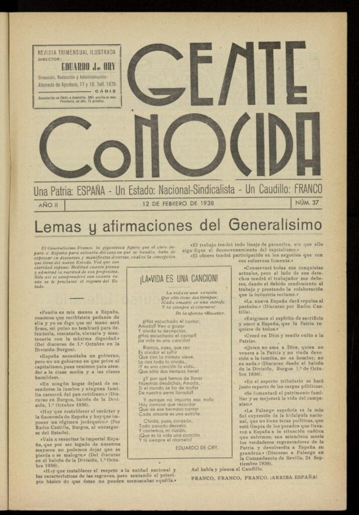 Miniatura de Gente Conocida : revista semanal ilustrada del 12 de febrero de 1938, nº 37