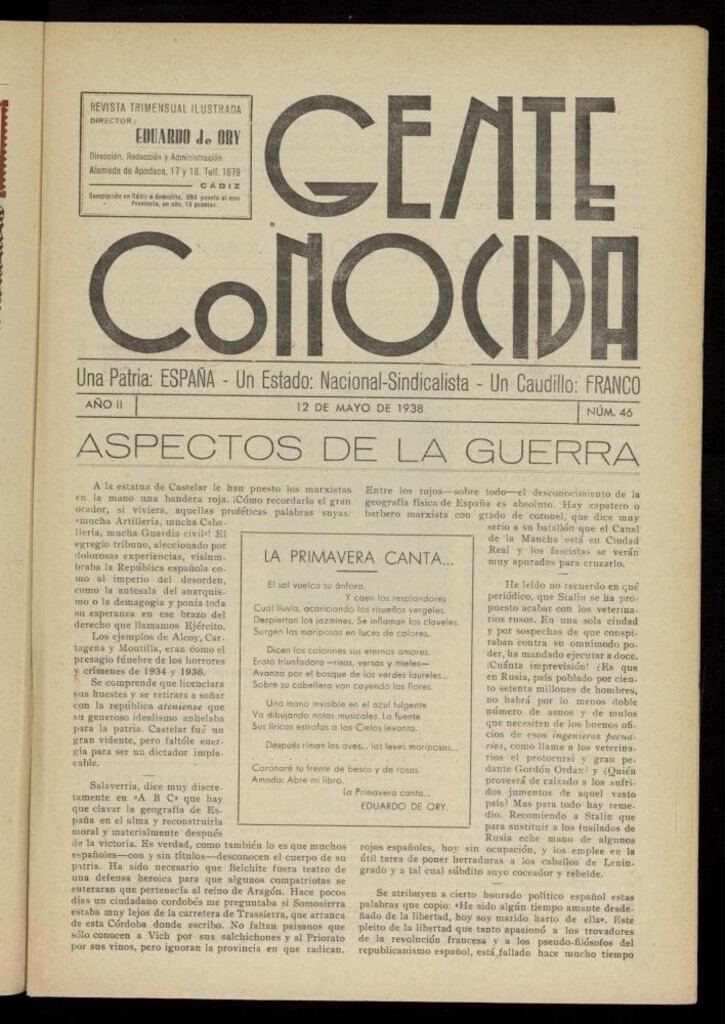 Miniatura de Gente Conocida : revista semanal ilustrada del 12 de mayo de 1938, nº 46