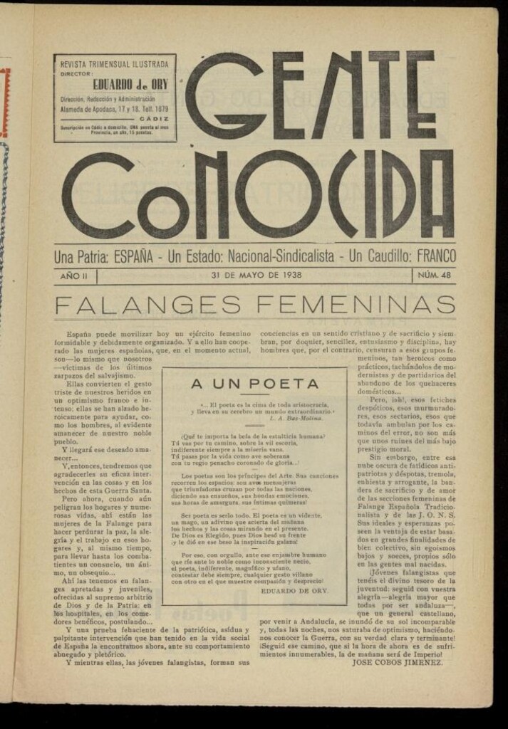Miniatura de Gente Conocida : revista semanal ilustrada del 31 de mayo de 1938, nº 48