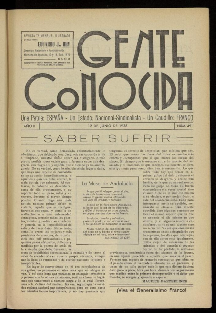 Miniatura de Gente Conocida : revista semanal ilustrada del 12 de junio de 1938, nº 49
