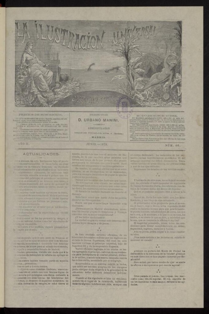 Miniatura de La Ilustración Universal de junio de 1879, nº  66