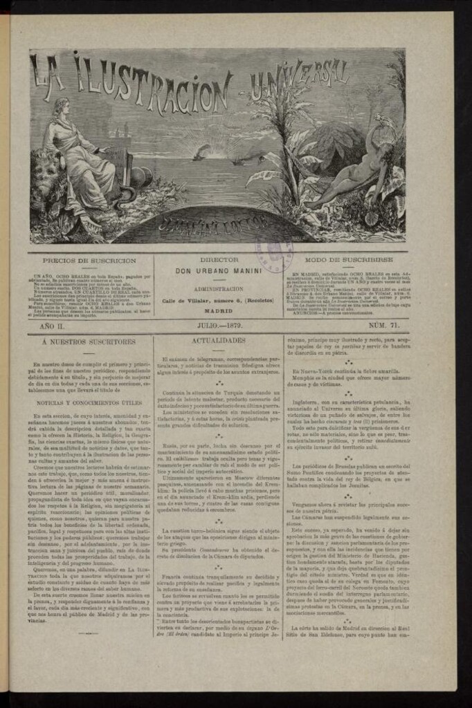 Miniatura de La Ilustración Universal de julio de 1879, nº  71