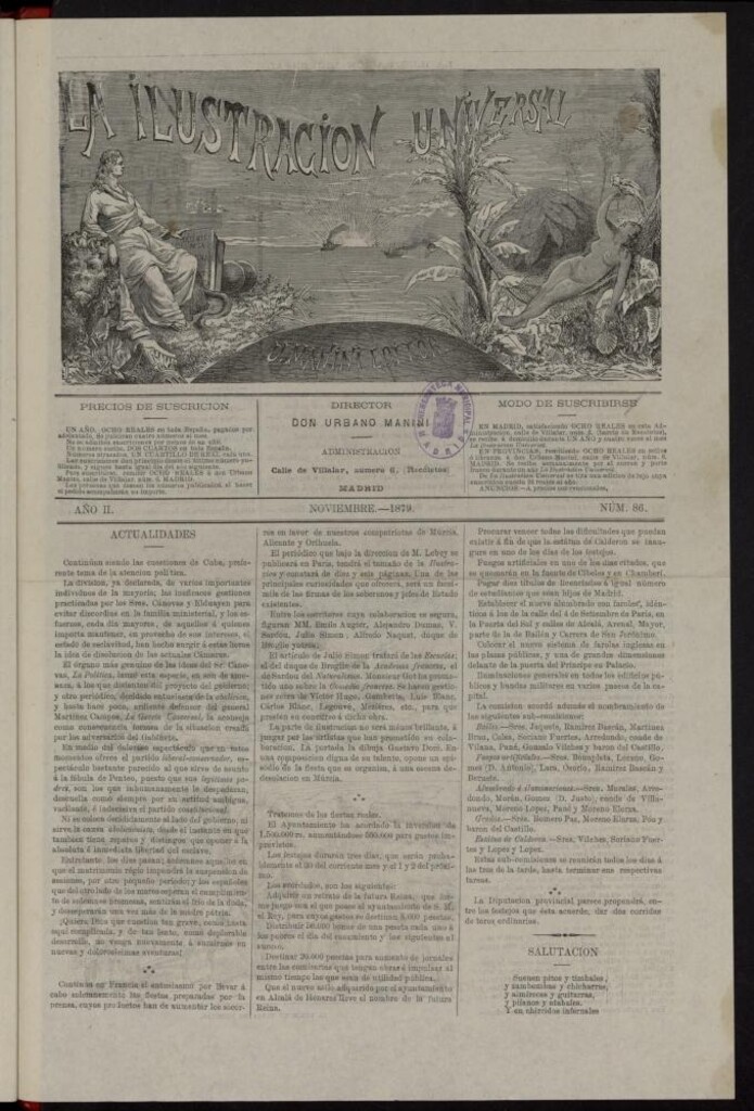 Miniatura de La Ilustración Universal de noviembre de 1879, nº  86