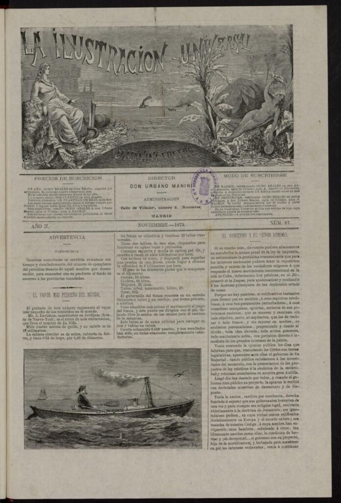 Miniatura de La Ilustración Universal de noviembre de 1879, nº  87