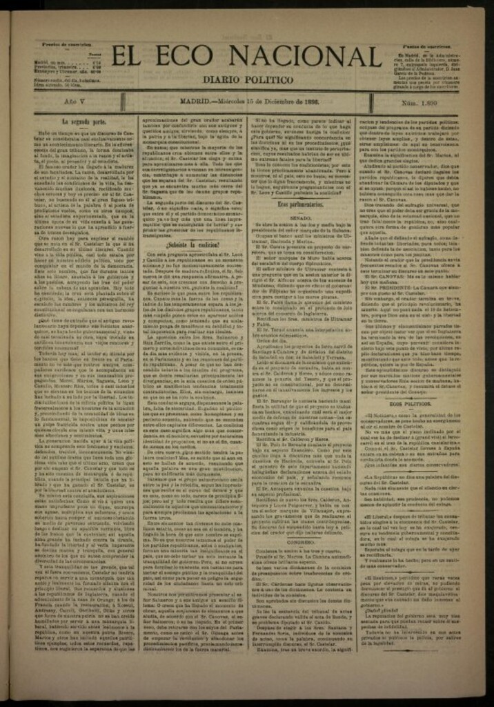 Miniatura de El Eco Nacional de 15 de diciembre de 1886, nº 1890