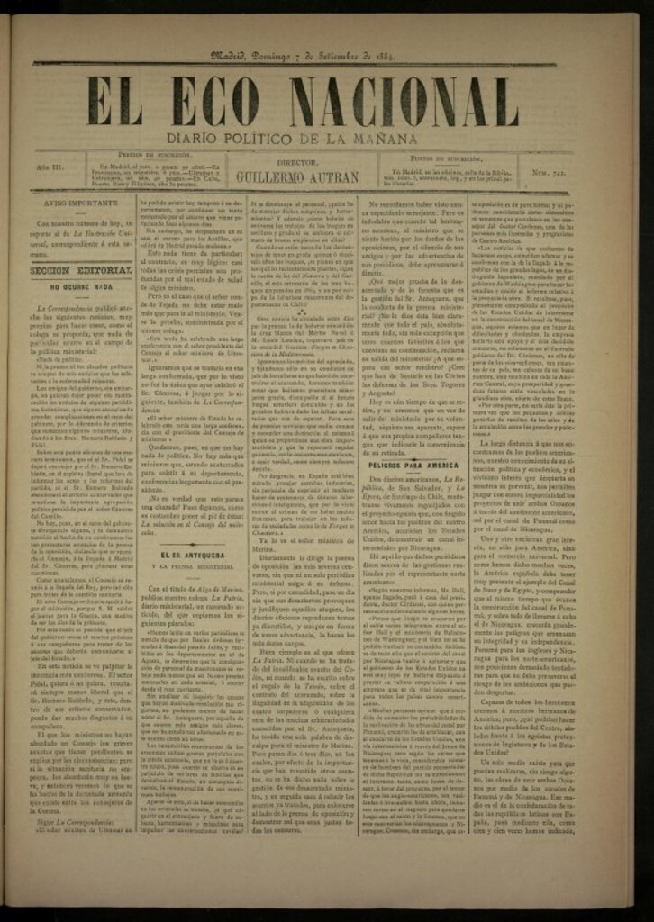 Miniatura de El Eco Nacional de 7 de septiembre de 1884, nº 741