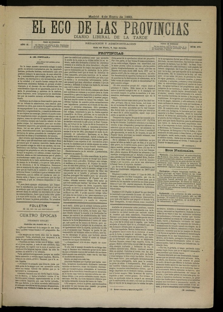 Miniatura de El Eco de las Provincias de 4 de enero de 1883, nº 270