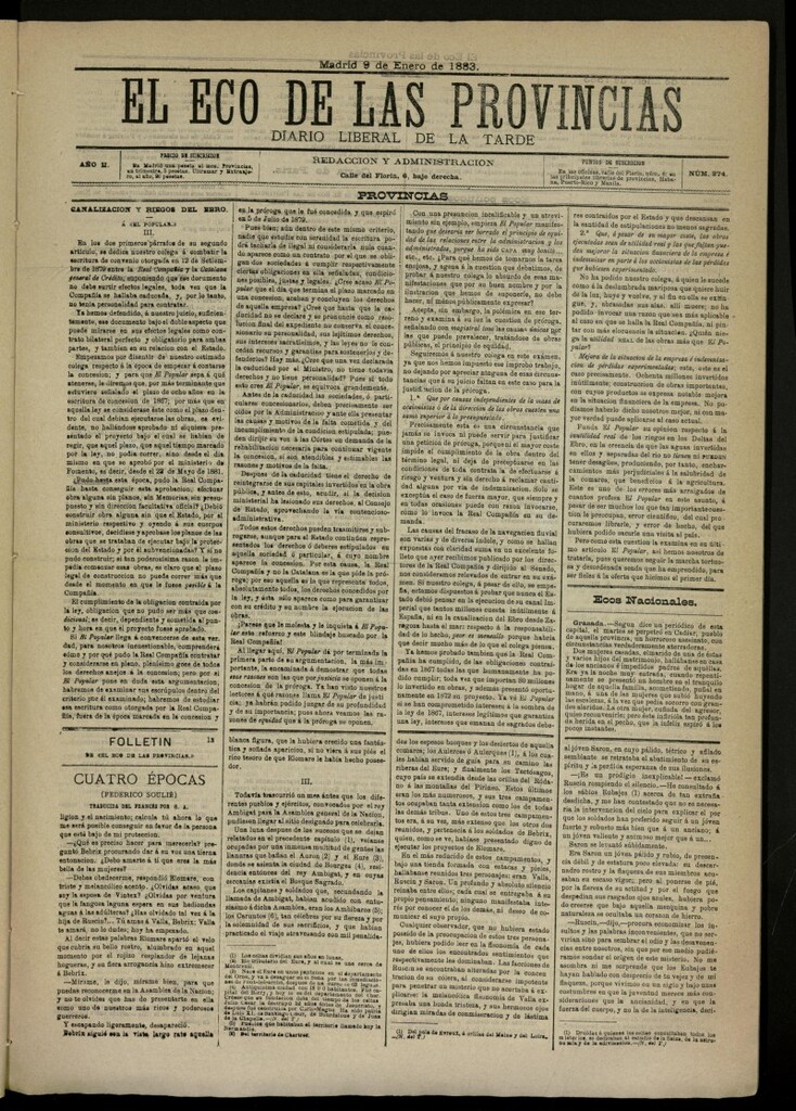 Miniatura de El Eco de las Provincias de 9 de enero de 1883, nº 274