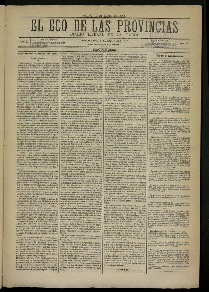 Miniatura de El Eco de las Provincias de 10 de enero de 1883, nº 275