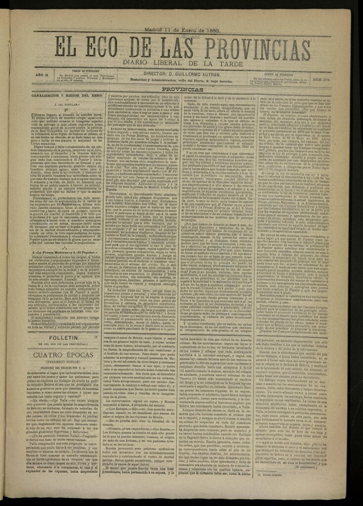 Miniatura de El Eco de las Provincias de 11 de enero de 1883, nº 276