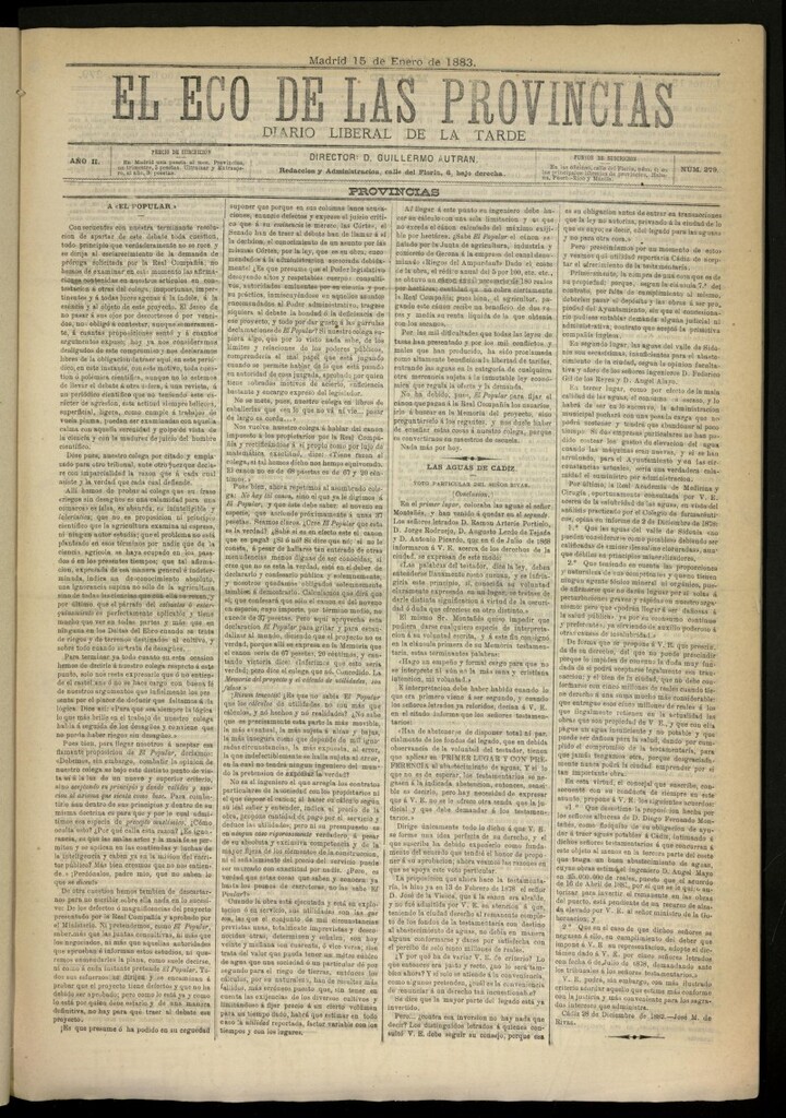 Miniatura de El Eco de las Provincias de 15 de enero de 1883, nº 279